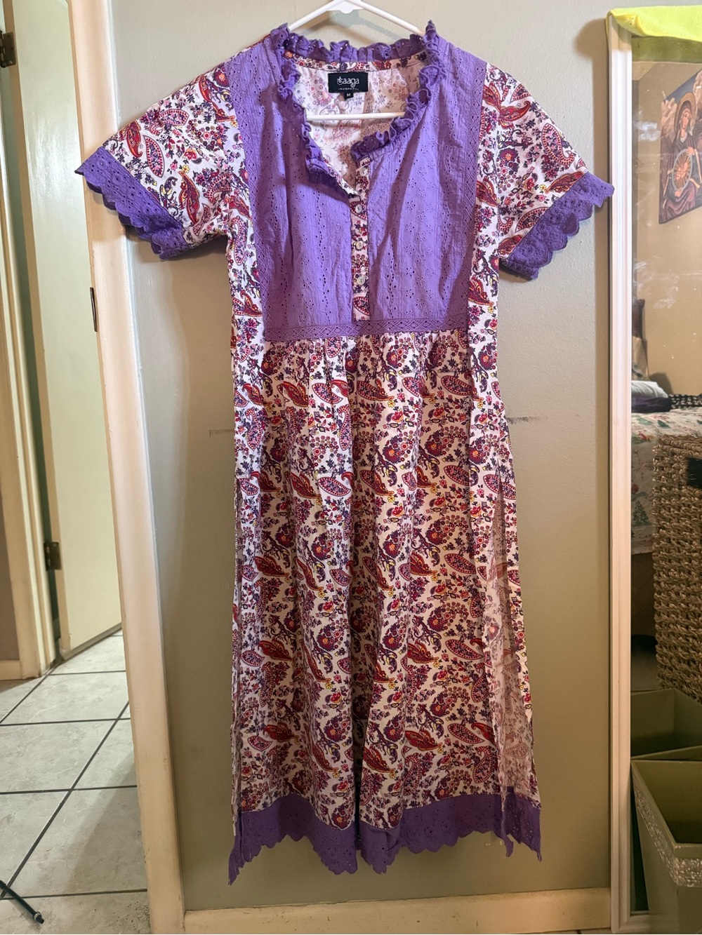 Boho maternity dress, cotton.
